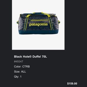 Patagonia 70L Black Hole Duffel Bag